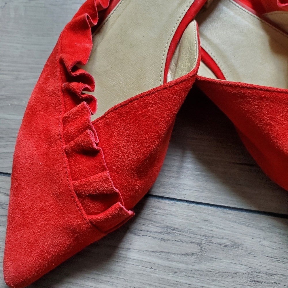 MONK & LOU | Red Suede Leather Mules  (Size 37) - Picture 4 of 8